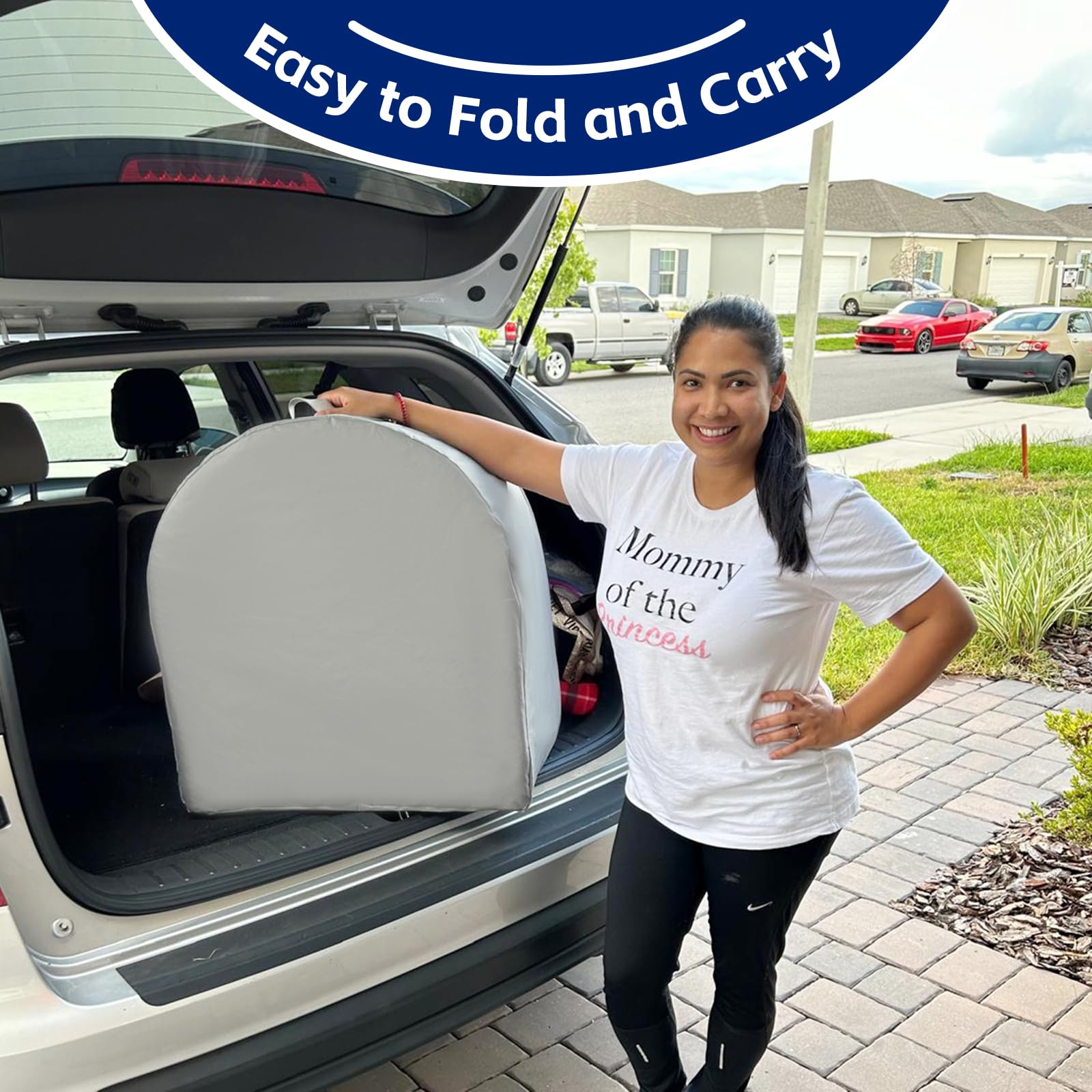 RONBEI ready-to-set-up toddler bed being assembled for travel.