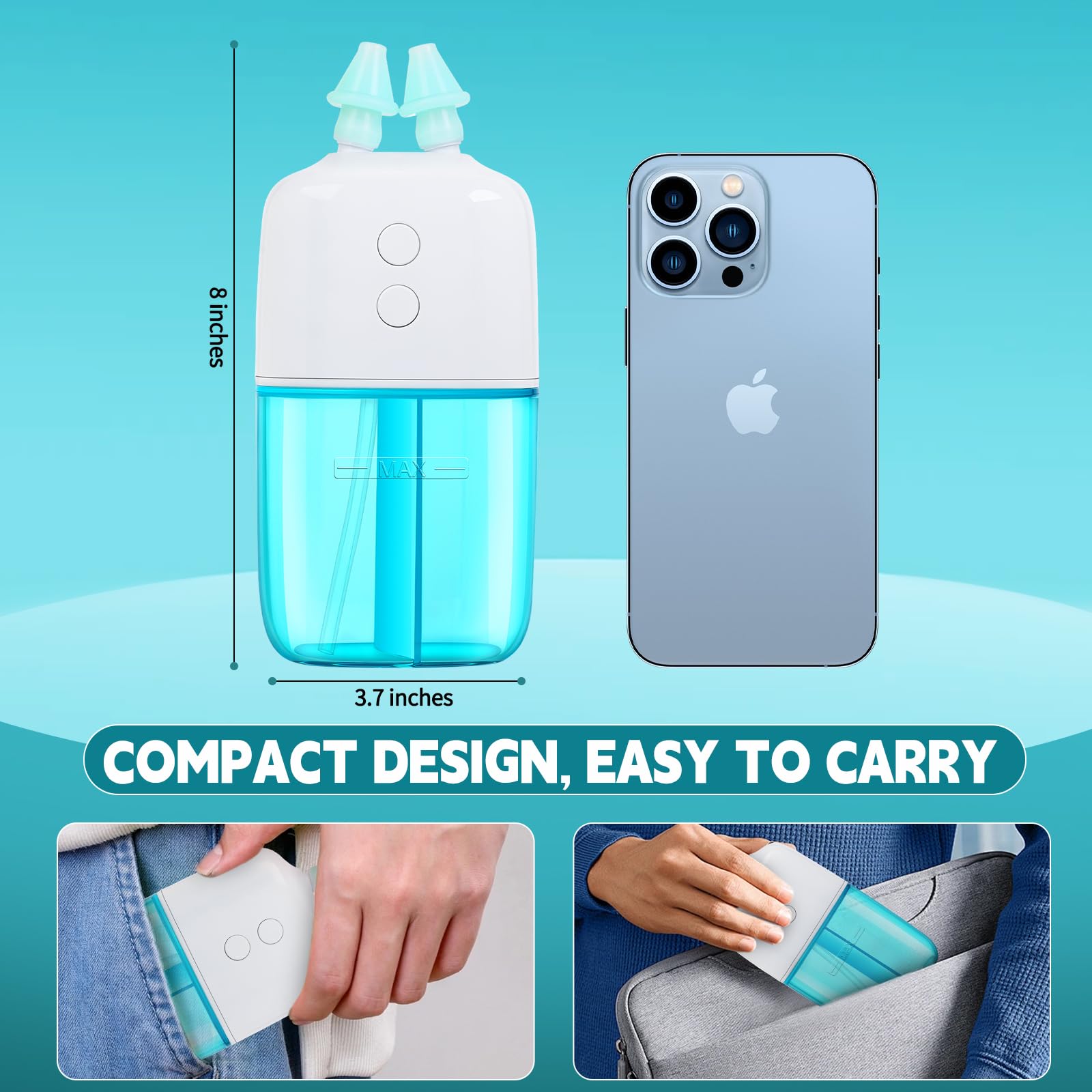 Ronfnea nasal irrigator four silicone tips ensure comfortable use.