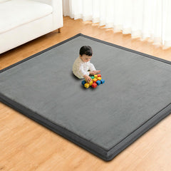 RONGFA baby play mat foam padding for comfy tummy time on velvet surface.