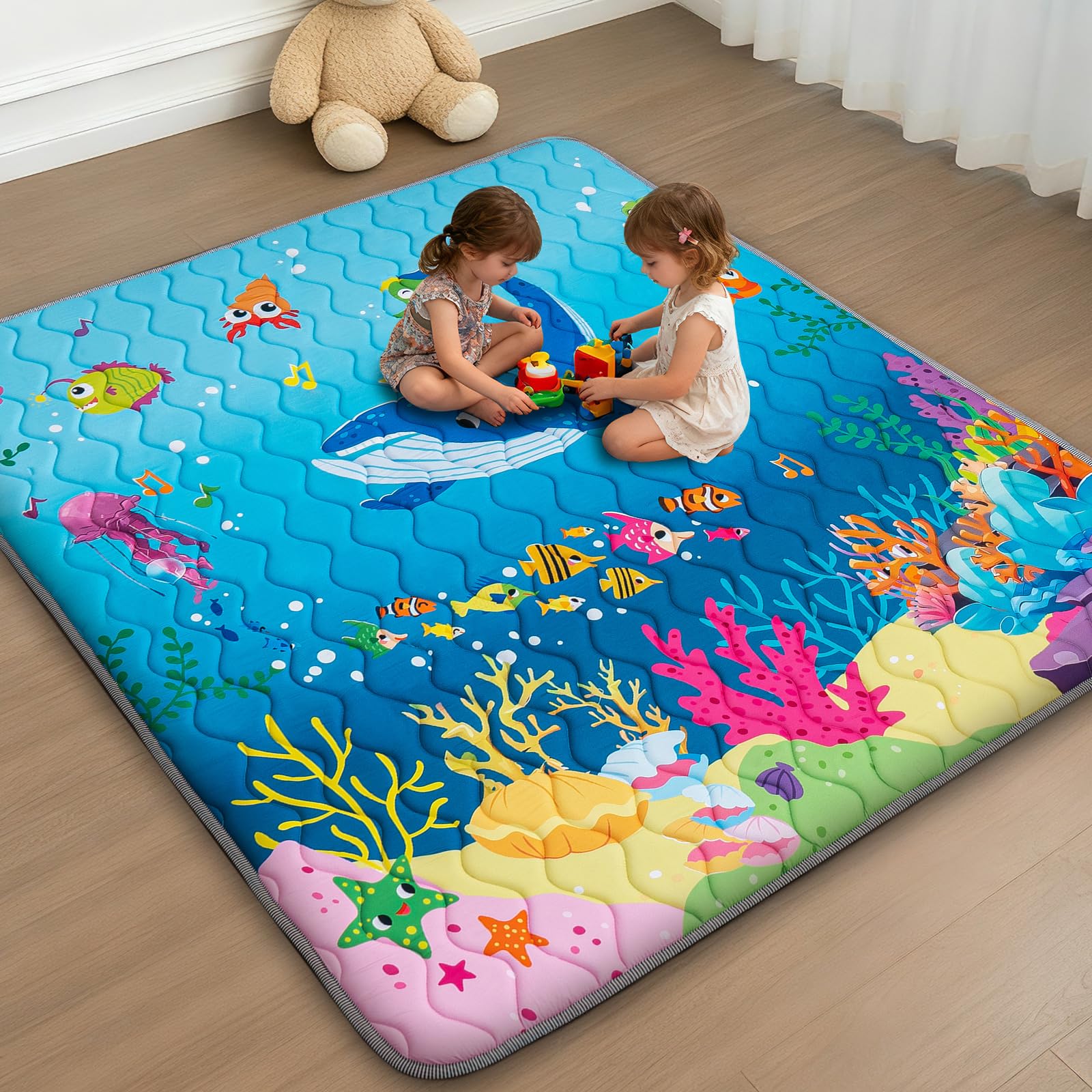 RONGFA mat is machine-washable for quick cleanup after playtime