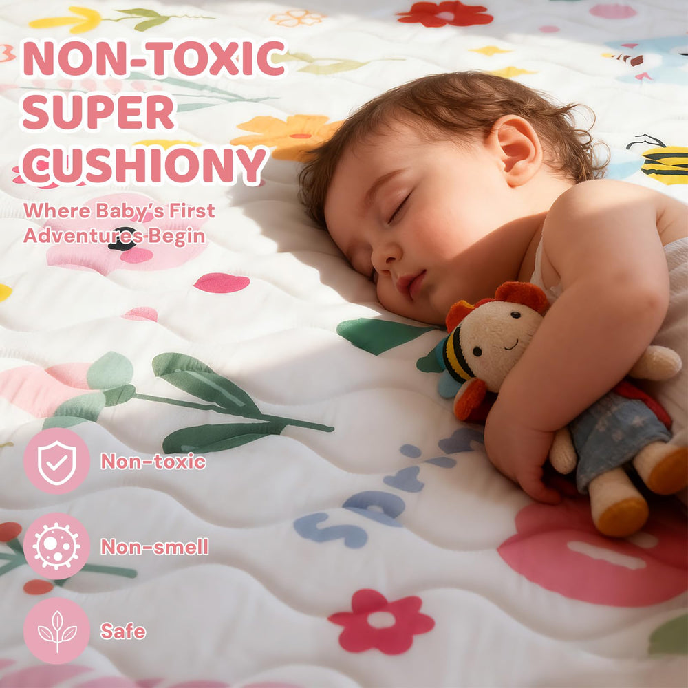 RONGFA baby play mat machine-washable surface for easy cleanup