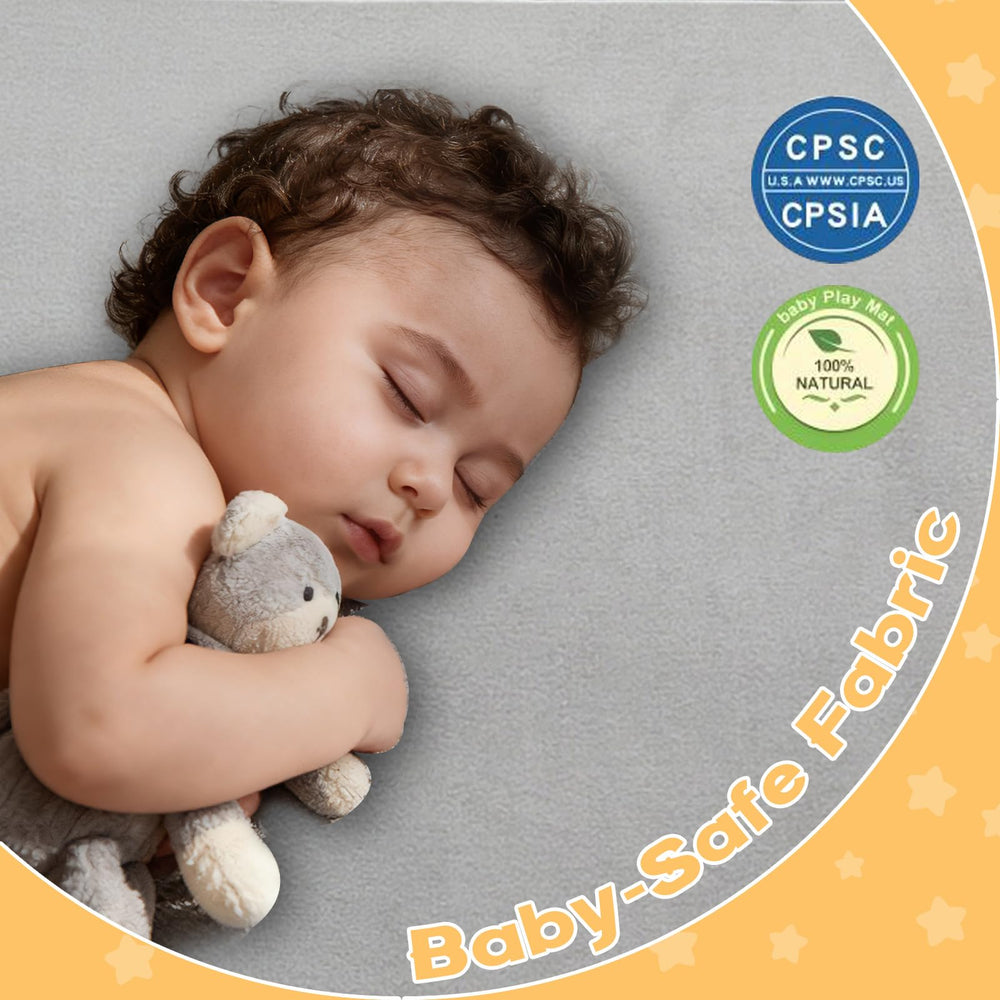 RONGFA Baby Play Mat light grey color enhances nursery decor.