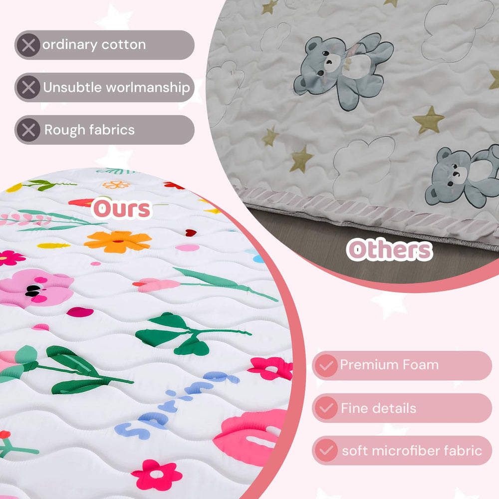 RONGFA 50x50 play mat is machine washable for easy cleanup.