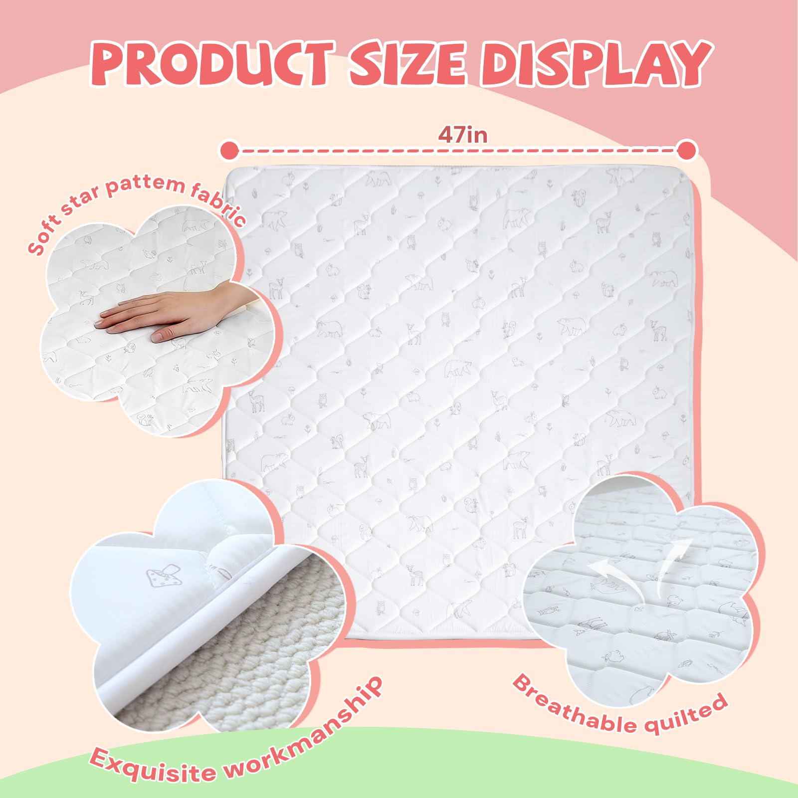 RONGFA Baby Play Mat ultra-plush top for cozy tummy time