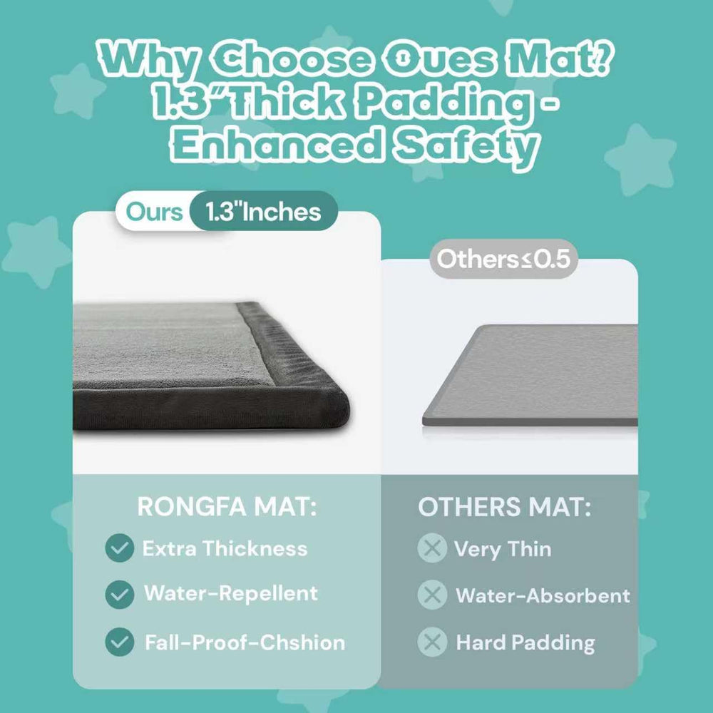 RONGFA water-repellent surface on baby play mat for easy cleanup