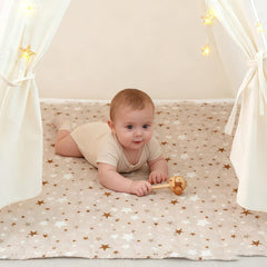 RongFa Teepee Tent Mat fully set up for spacious kid play area and cozy naps.