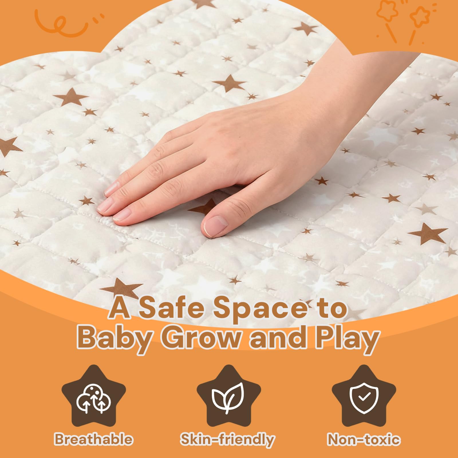RongFa Teepee Tent Mat in living room creates warm, safe play area.