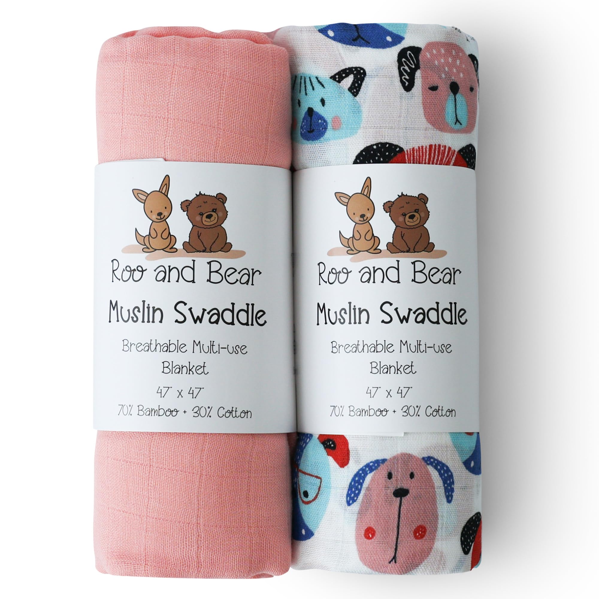 Roo and Bear muslin swaddle softness: silky fabric for gentle newborn comfort.