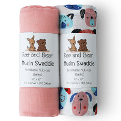 Roo and Bear muslin swaddle softness: silky fabric for gentle newborn comfort.