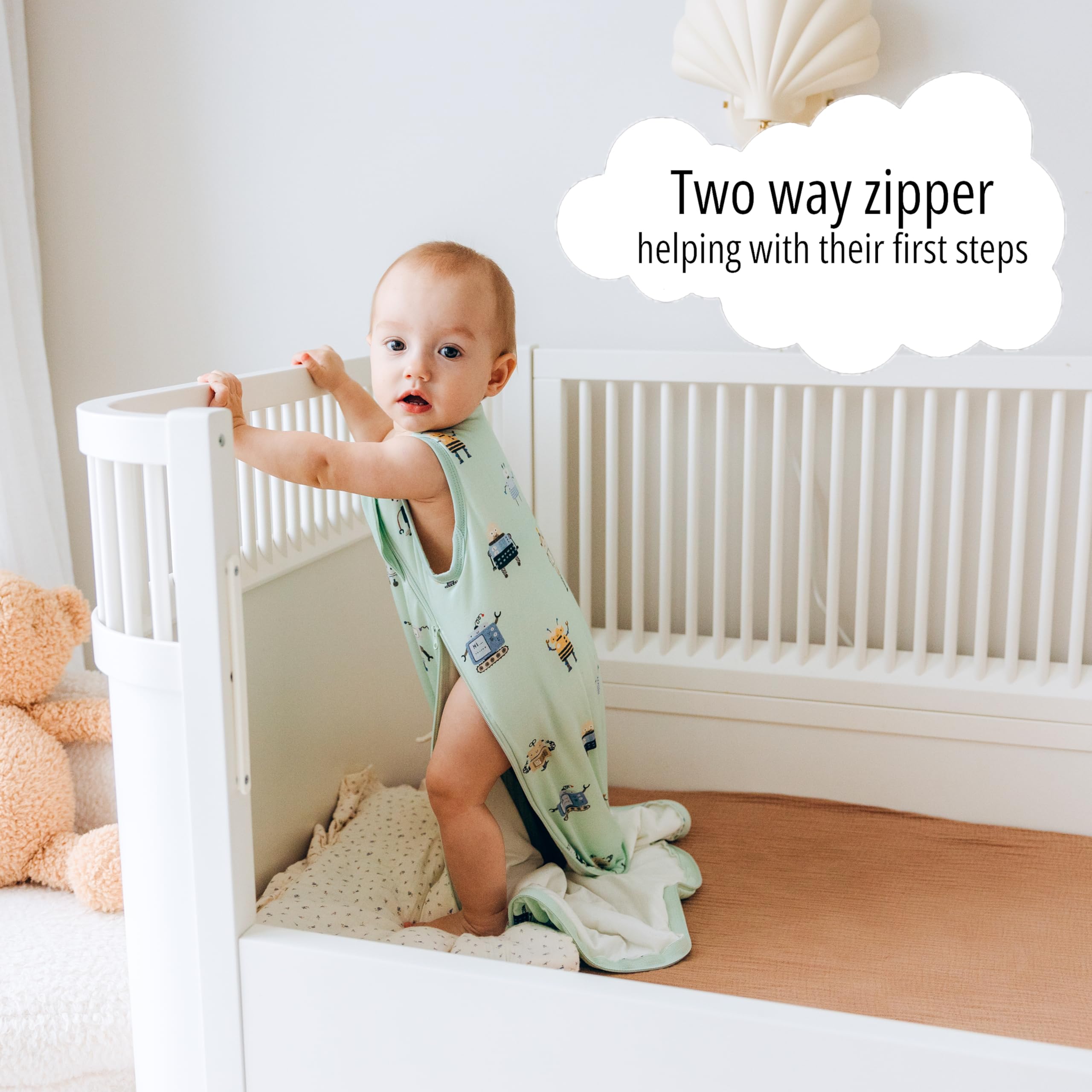 Roo and Bear sea creatures design sleep sack with whales and jellyfish