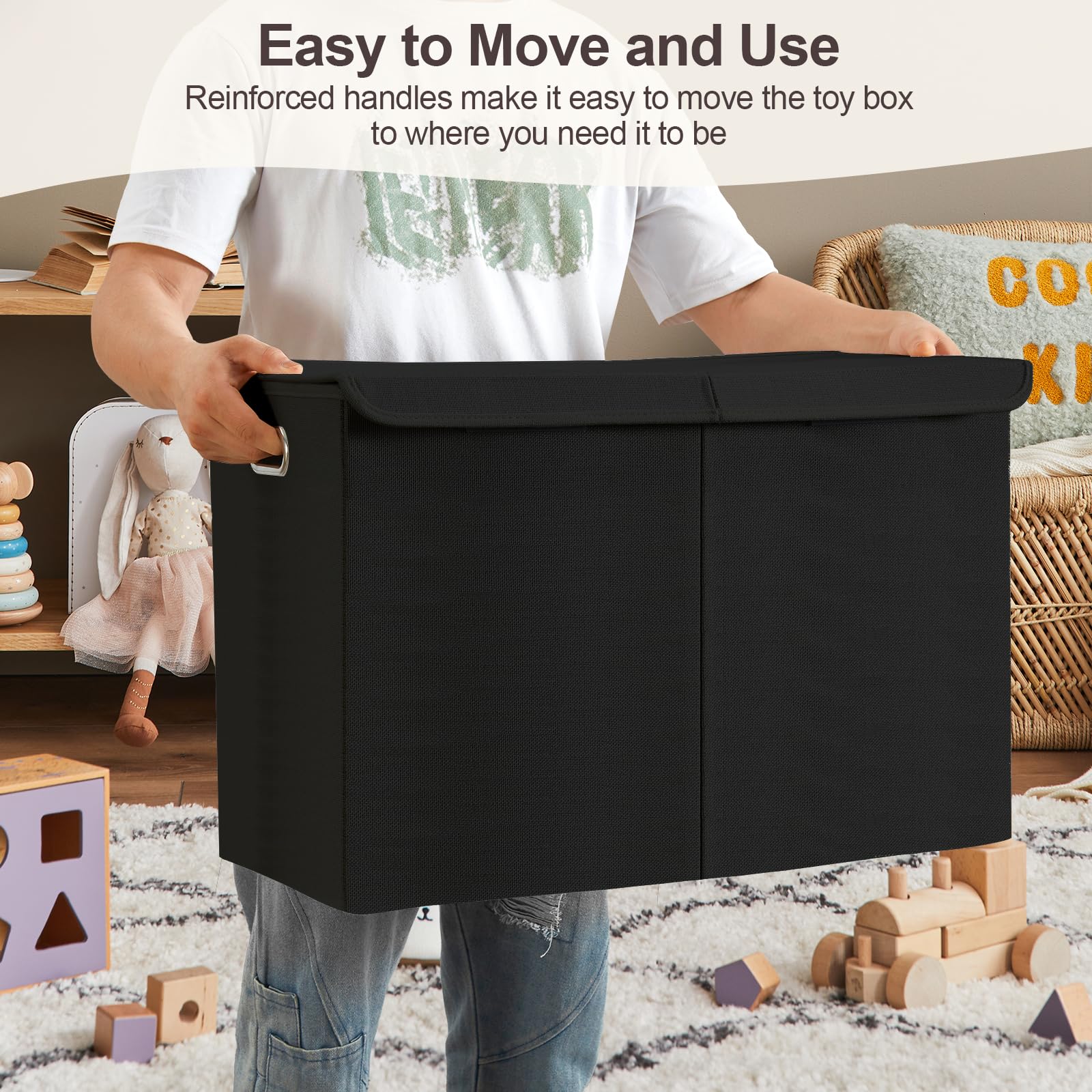 Roobyl toy chest with large capacity keeps essentials within reach.