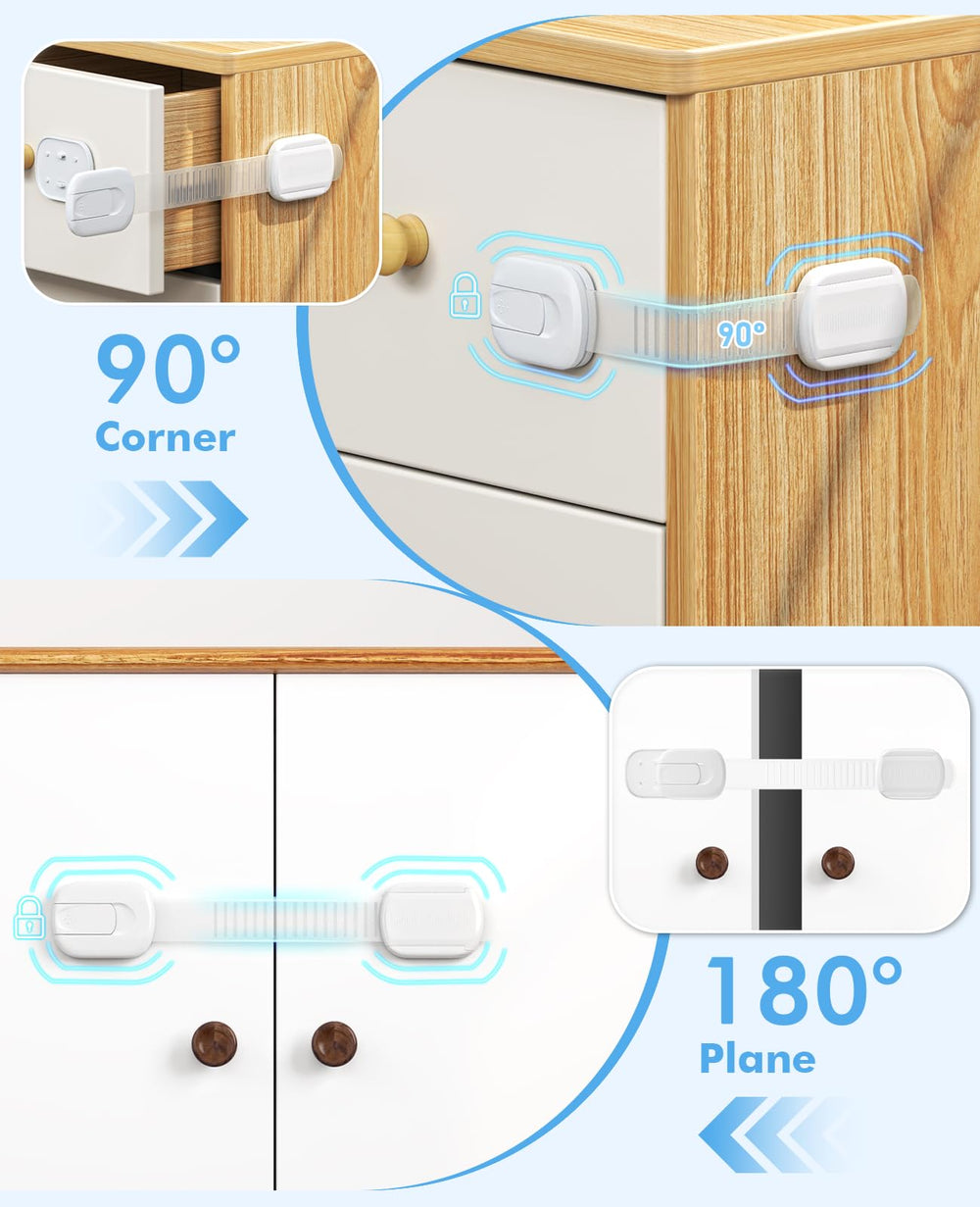 Roocickee adjustable-length cabinet locks adapt to different cabinet spaces