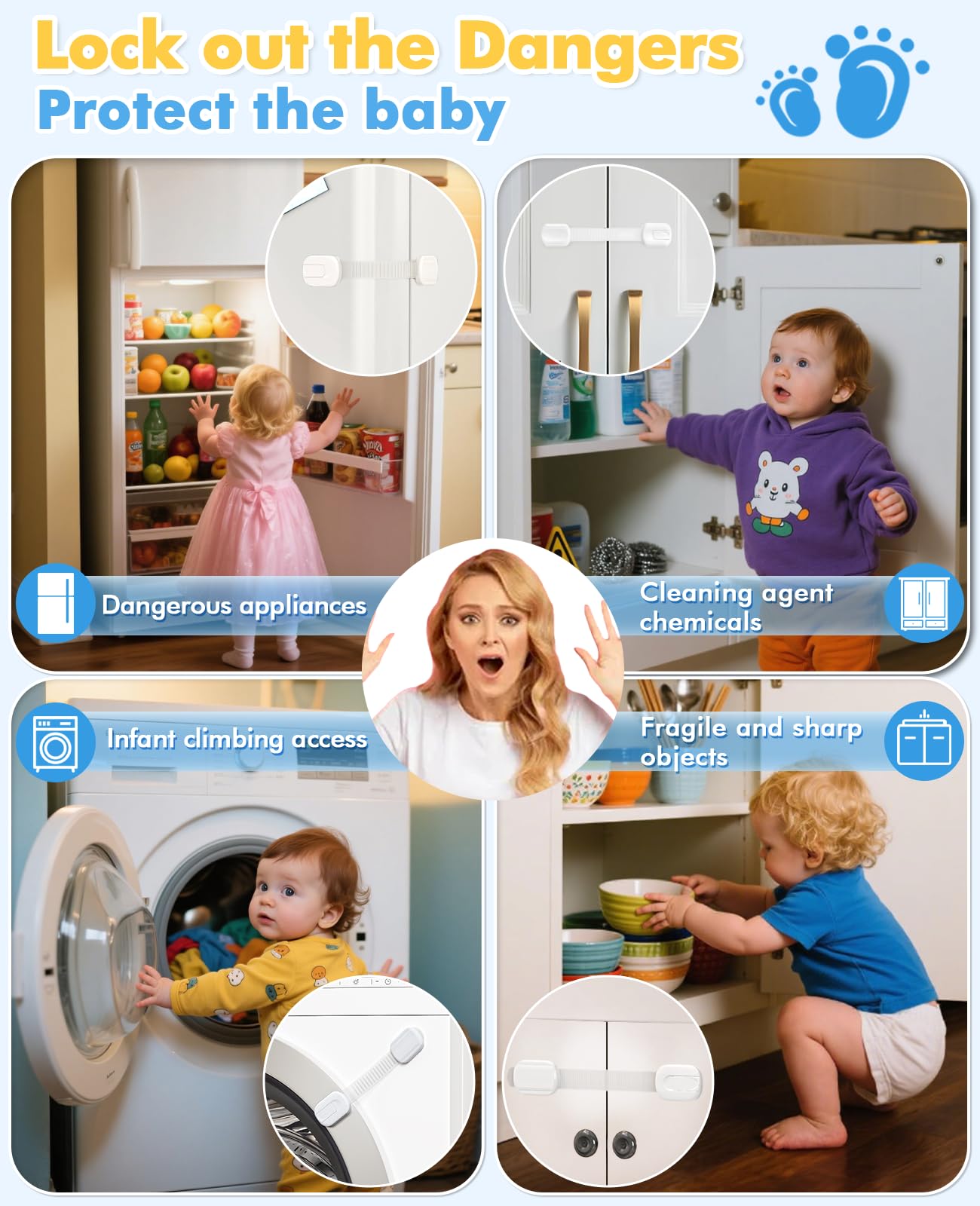 Roocickee multi-use locks protect kitchen fridge microwave and toilet areas