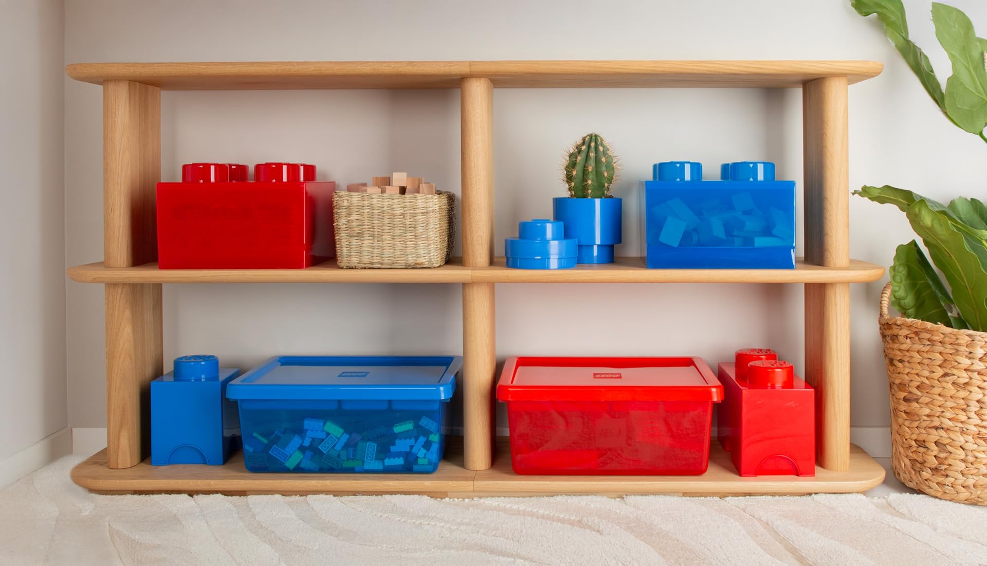 Room Copenhagen LEGO Storage Brick 1-Stud blue close-up, durable PP plastic for easy cleaning.
