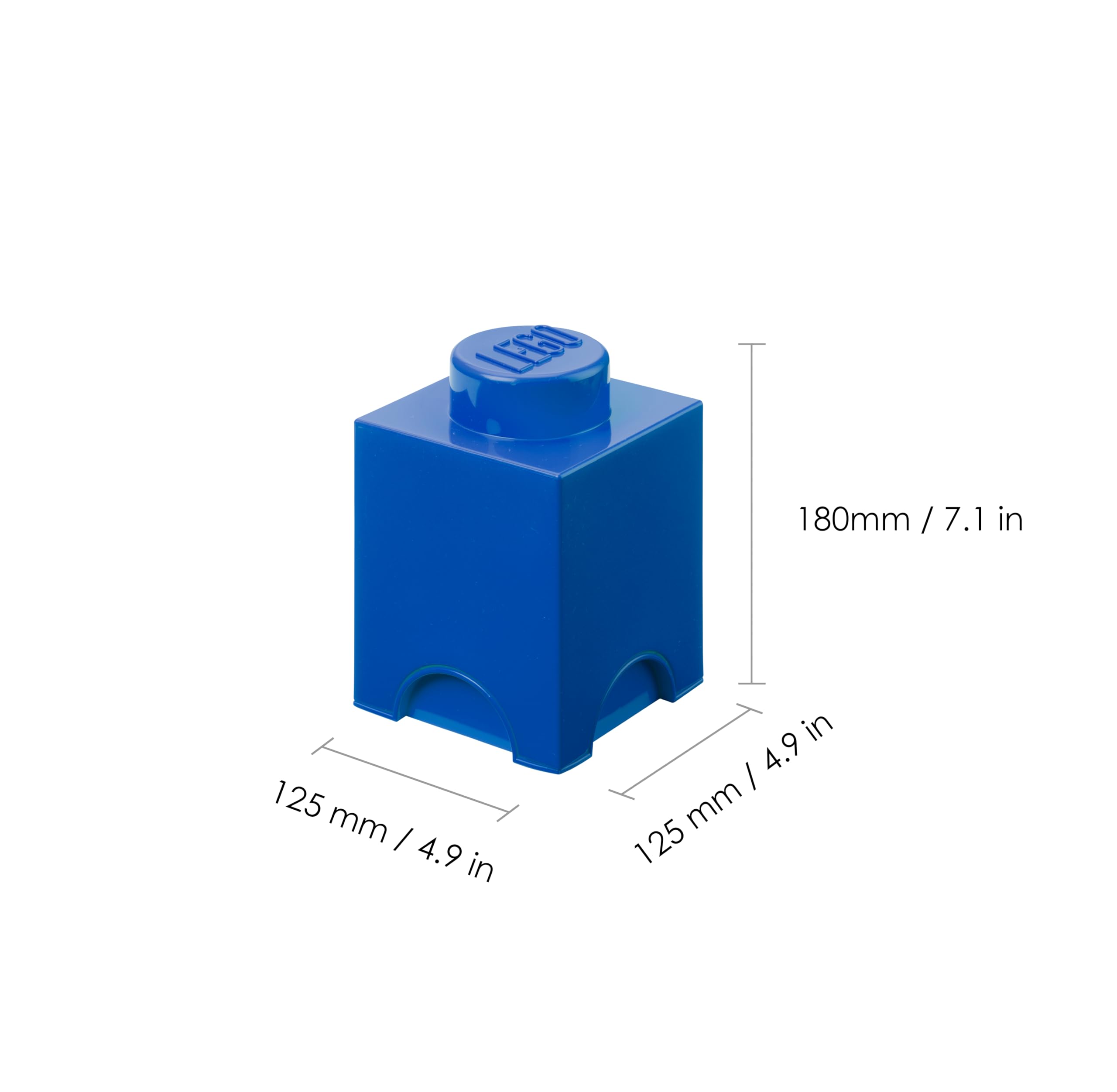 Room Copenhagen LEGO Storage Brick 1-Stud blue lid closed for safe under-bed storage.