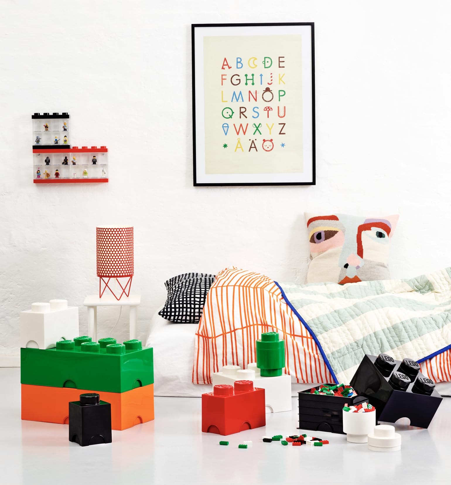 Room Copenhagen LEGO Storage Brick 1-Stud blue in living room decor and toy organization.