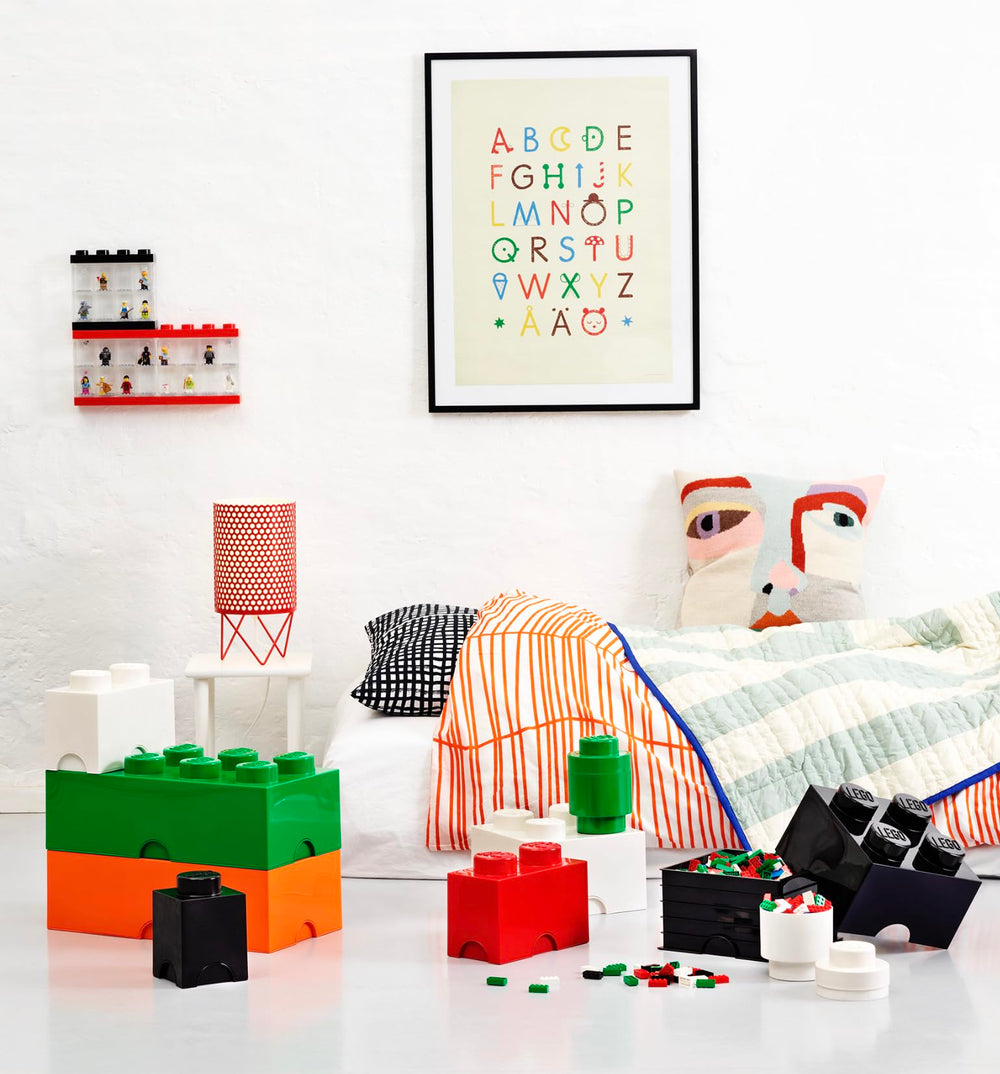 Room Copenhagen LEGO Storage Brick 1-Stud blue in living room decor and toy organization.