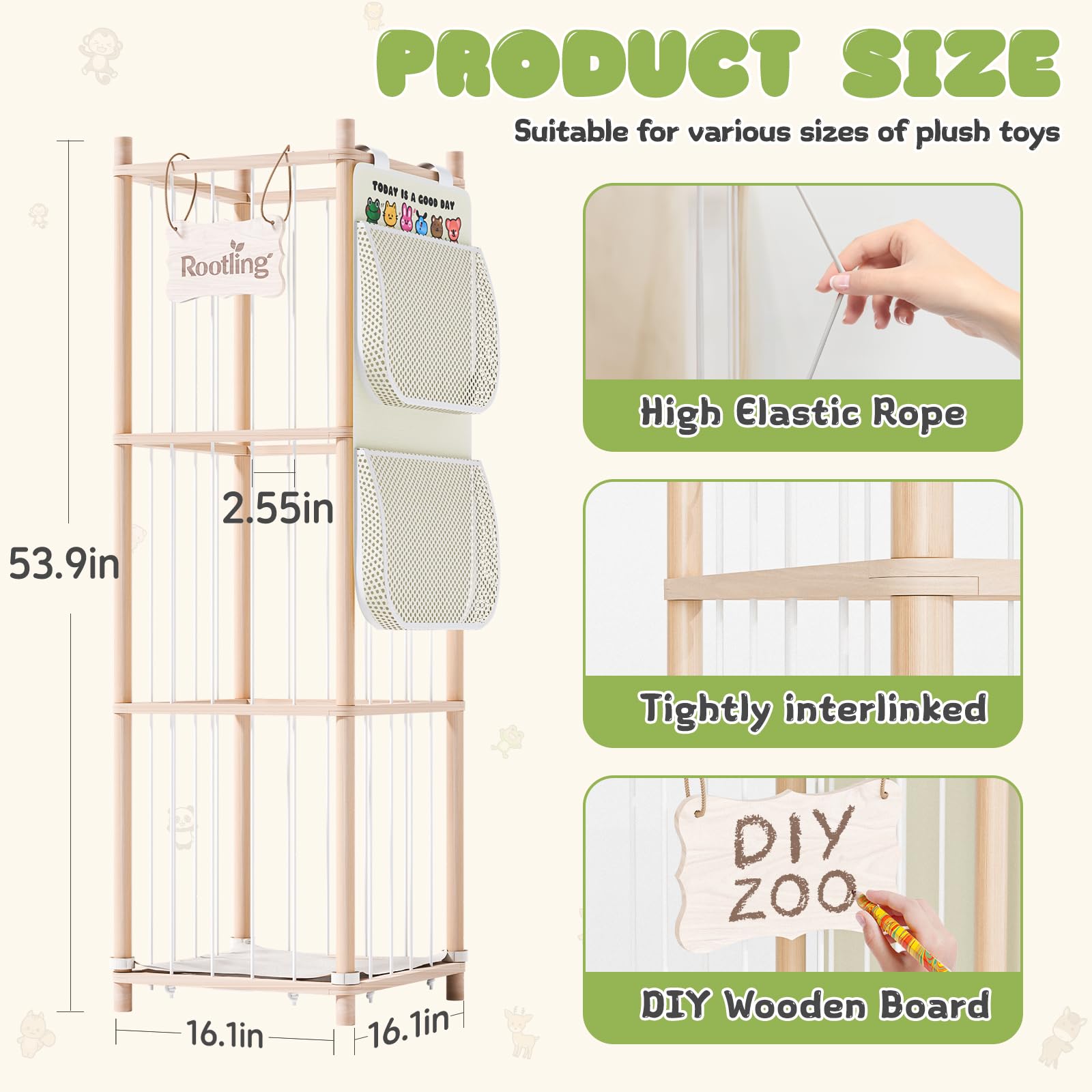 Rootling building-block storage pouch keeps blocks organized for quick cleanups.