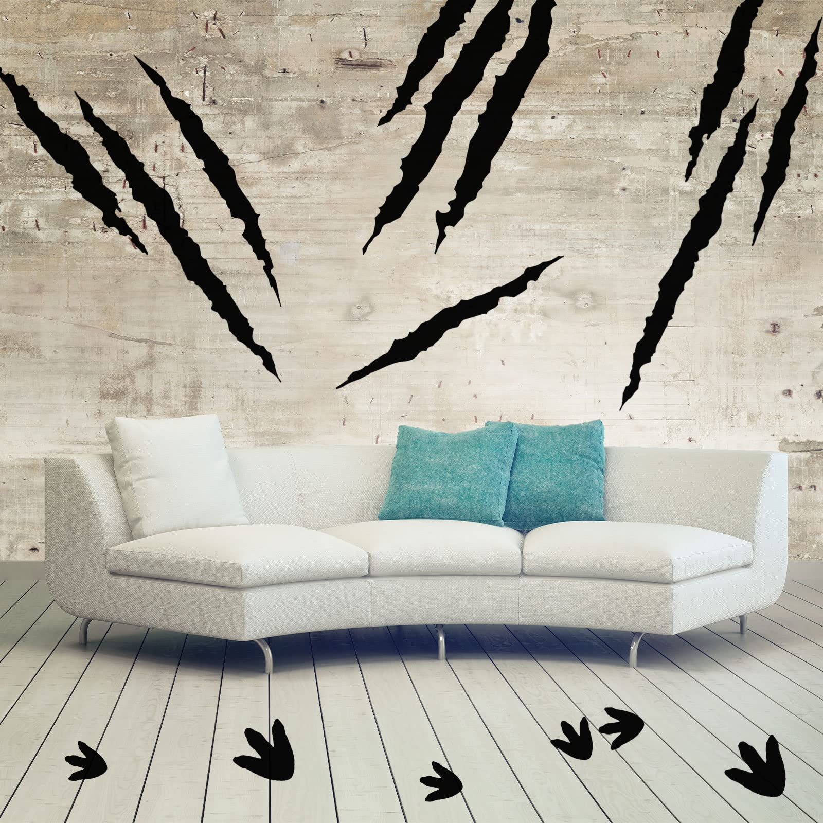 Roowest black dinosaur footprint stickers—multi-size set for creative layouts.