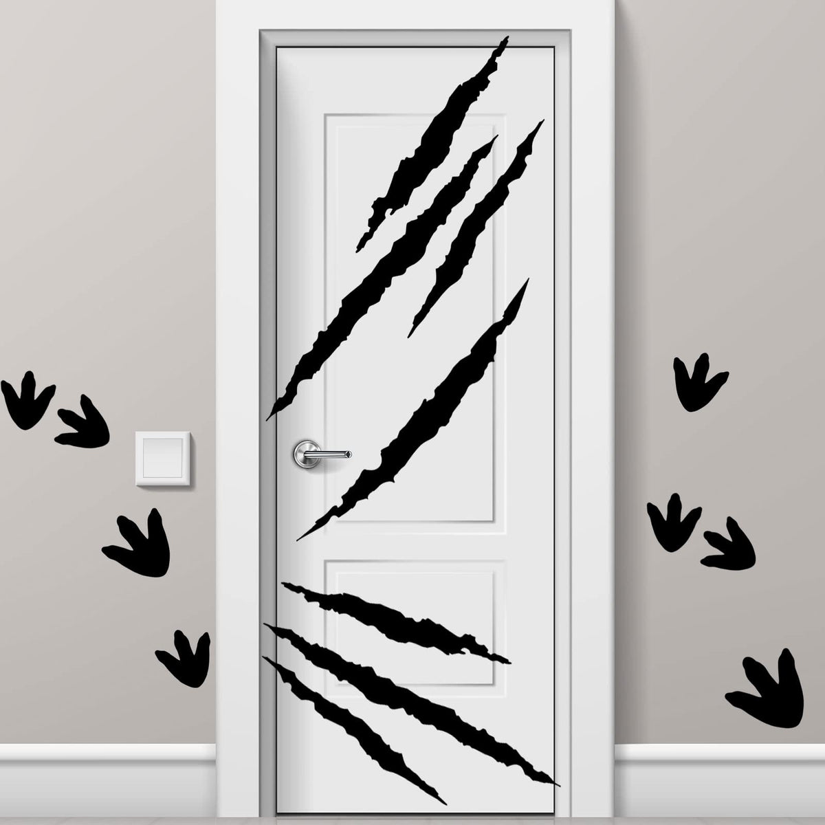 Roowest dinosaur footprints decals collection—easy DIY decor on walls and floors.