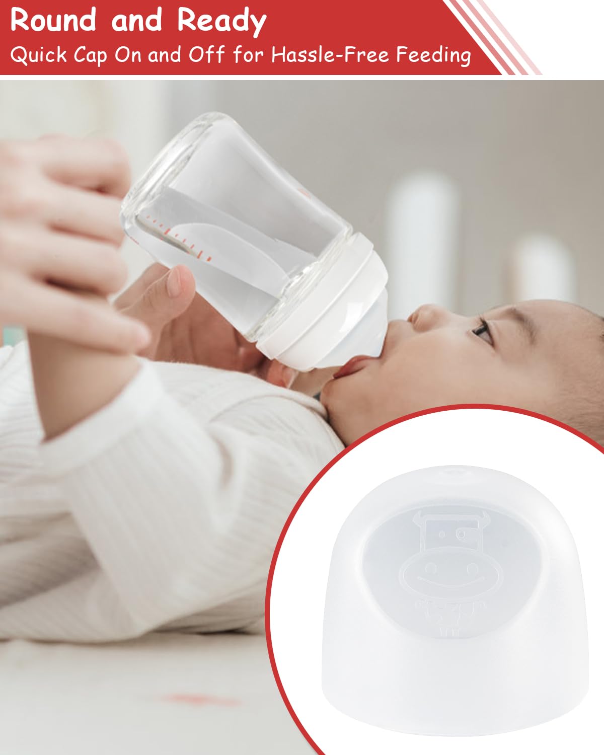 ROPOSY 6-pack bottle cap – dishwasher-safe lid for easy cleanup after feeds.
