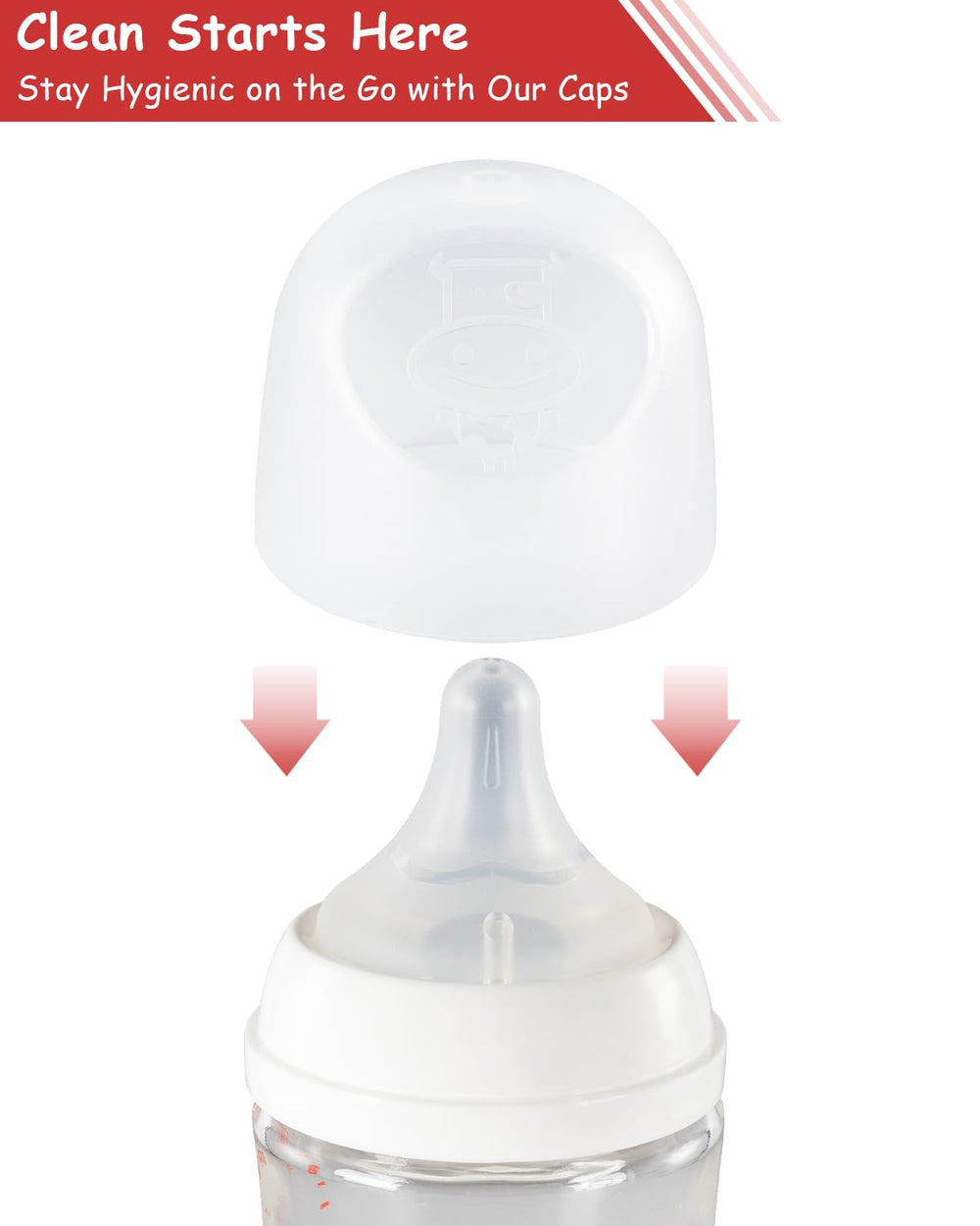 ROPOSY 100% food-grade PP cap – safe materials, BPA-free for babies.