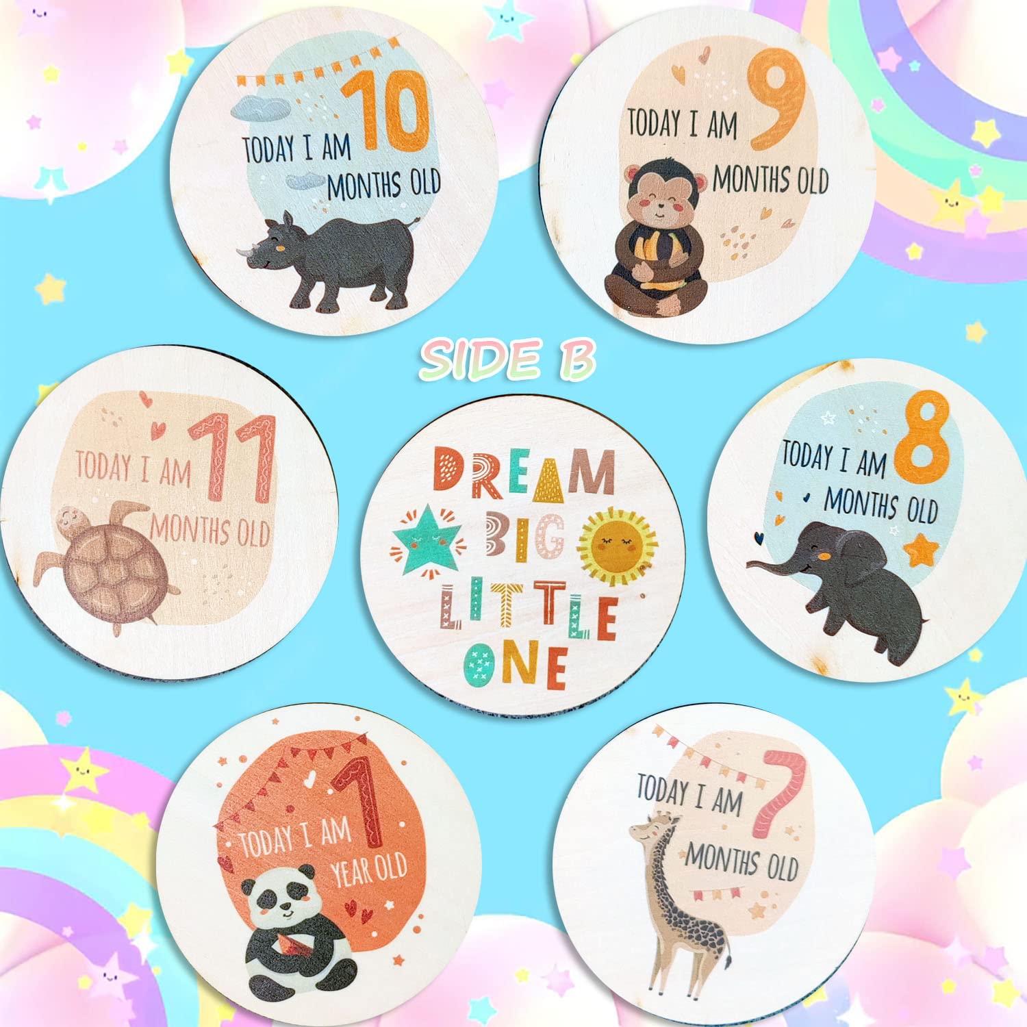 RORANIC wooden baby milestone markers showcase durable keepsake decor