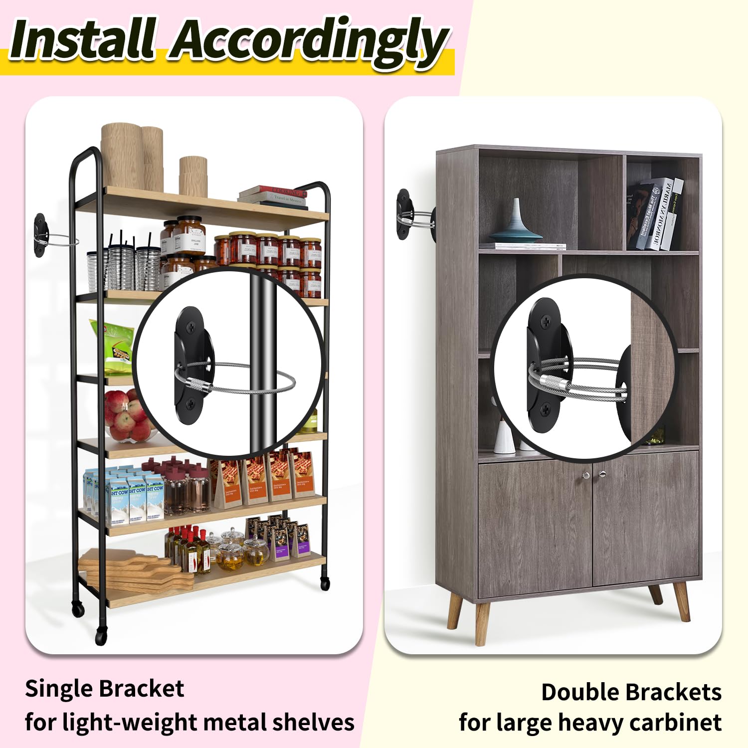 RORMGO wall attachment shown securing tall furniture to prevent tipping