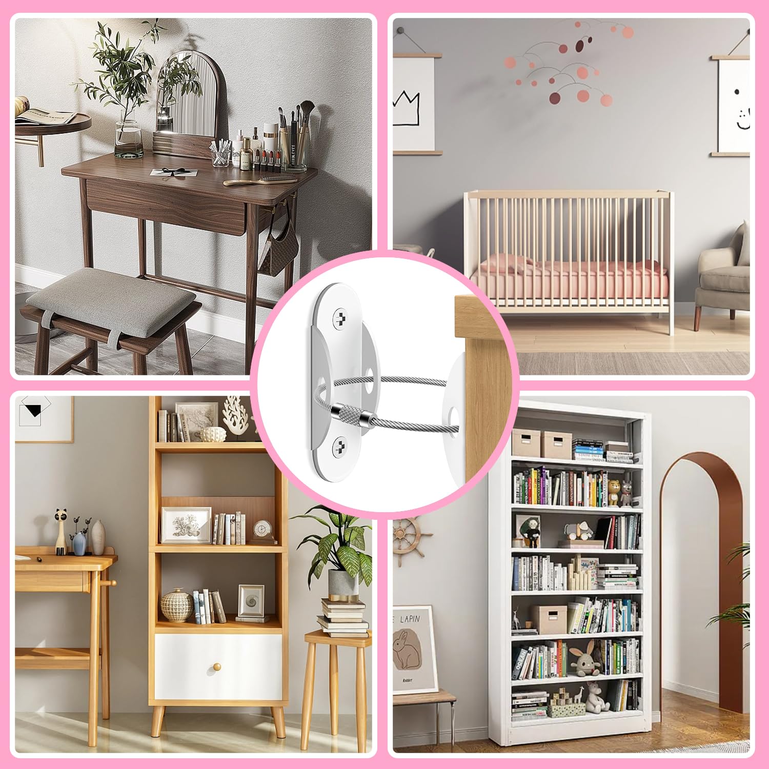 RORMGO furniture anchors protect cabinets and wardrobes from accidental toppling.