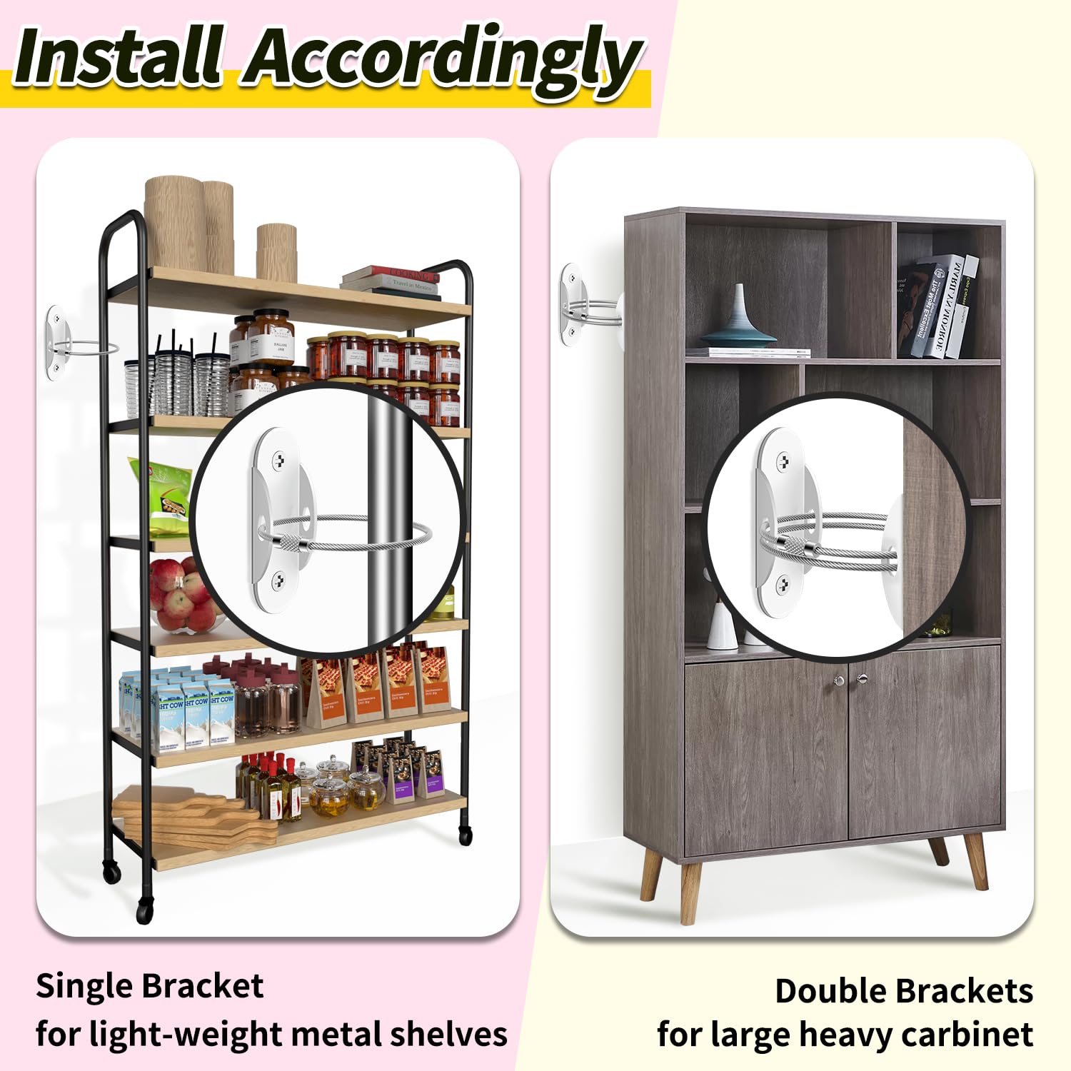 RORMGO anti-tip anchors wall mounting show sturdy wall attachment for tall furniture.
