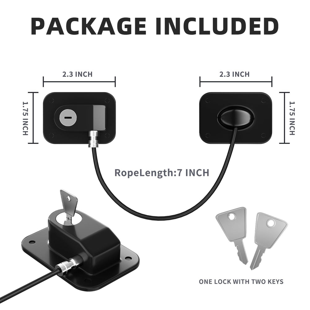 RORMGO compact black fridge lock complements modern kitchens.