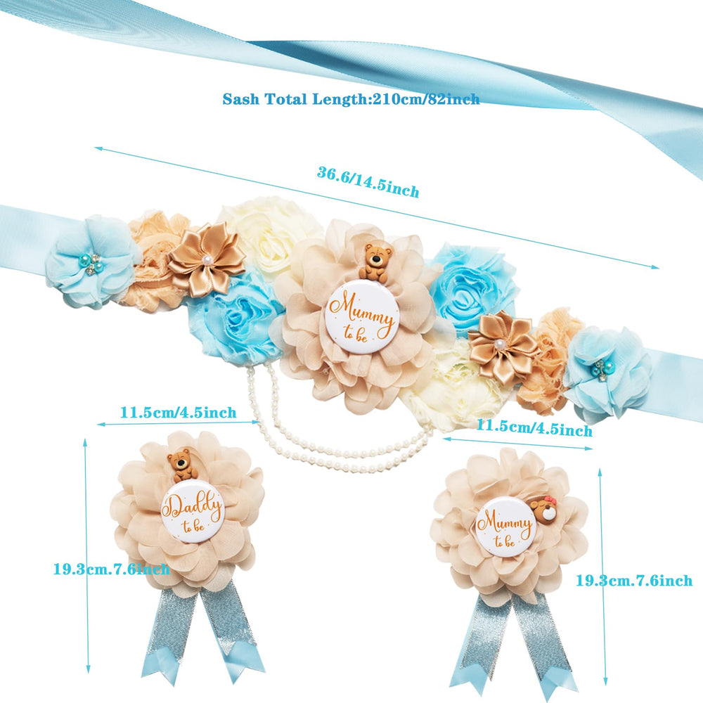 Rosavida maternity badge corsage close-up showing coordinating detail