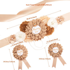 Rosavida Teddy Bear Maternity Sash wrapped around the belly for baby shower styling