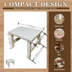 Rose and burlap step stool anti-slip bottom keeps stable on bathroom floors.