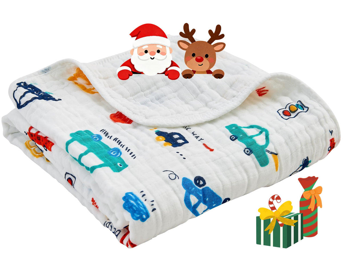 ROSE FEATHER luxury muslin blanket front view showing plush six layer softness for newborn comfort
