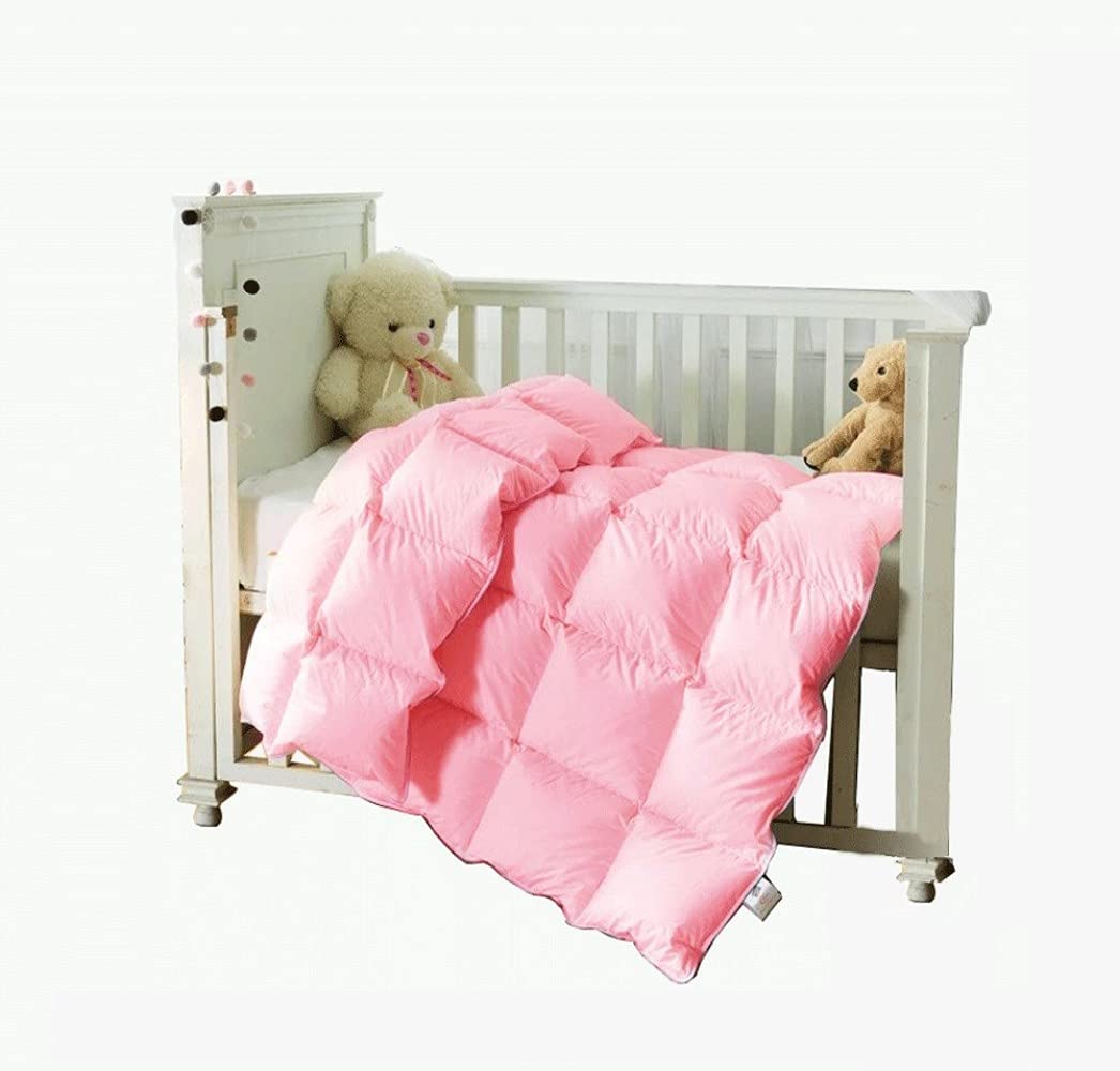 Rose Feather toddler-down blanket on crib showing breathable warmth for naps