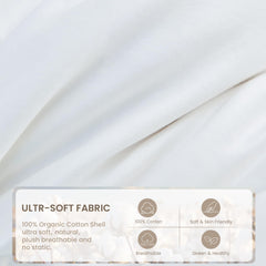 Rose Feather corner-tabs secure the duvet to crib sheets for worry-free sleep
