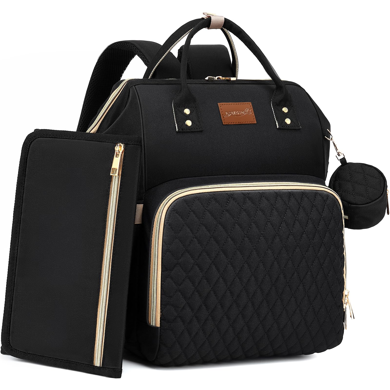 ROSEGIN diaper bag back-open design for quick-access essentials on the go
