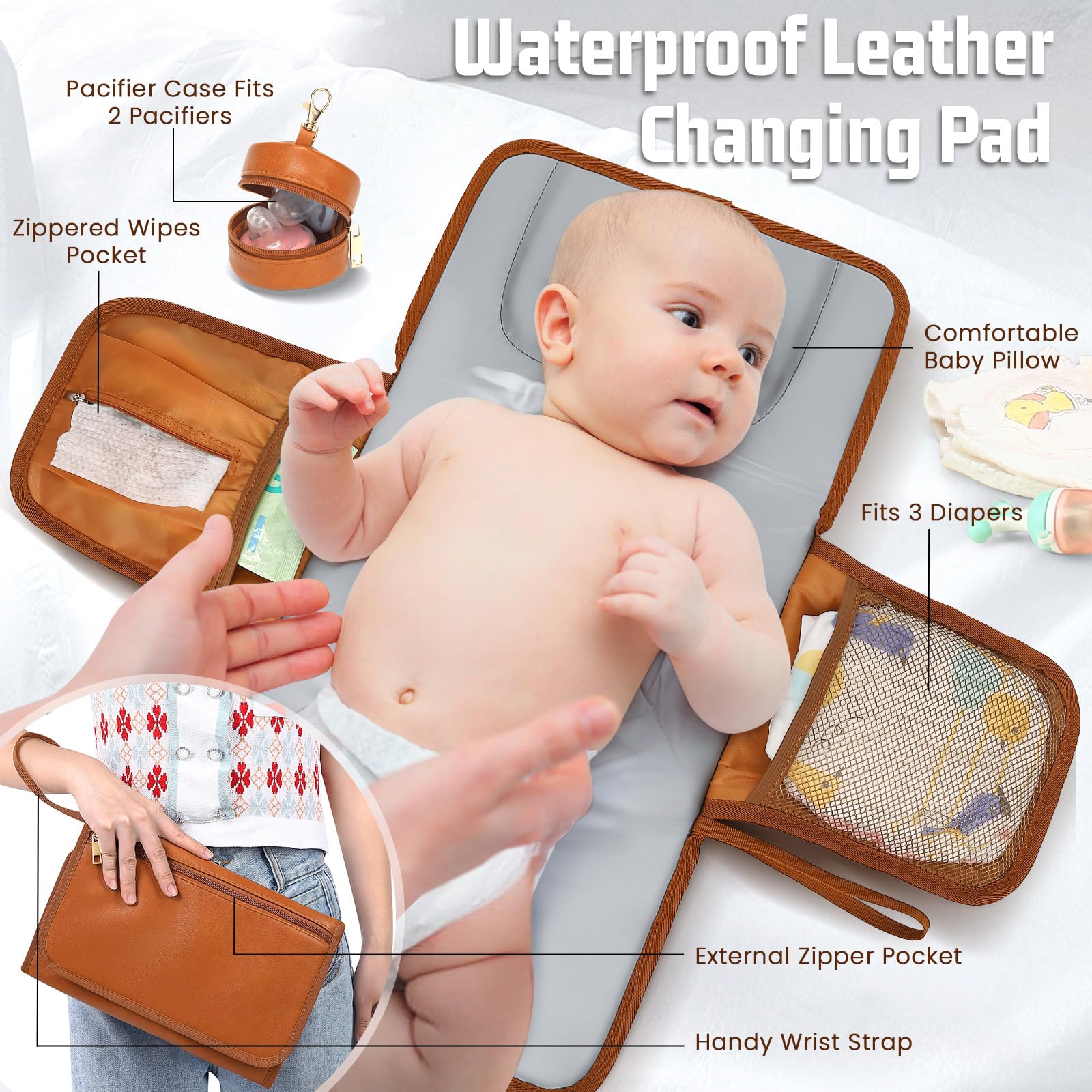 ROSEGIN back-panel access enables fast diaper or wipe retrieval.