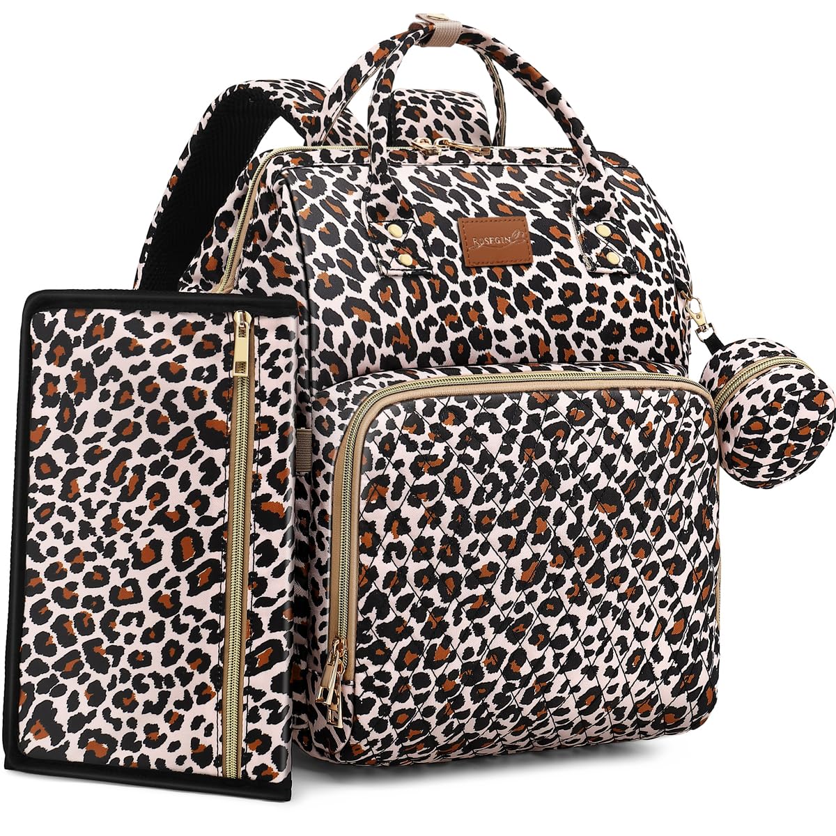 ROSEGIN diaper bag backpanel access enables quick essentials on the go.