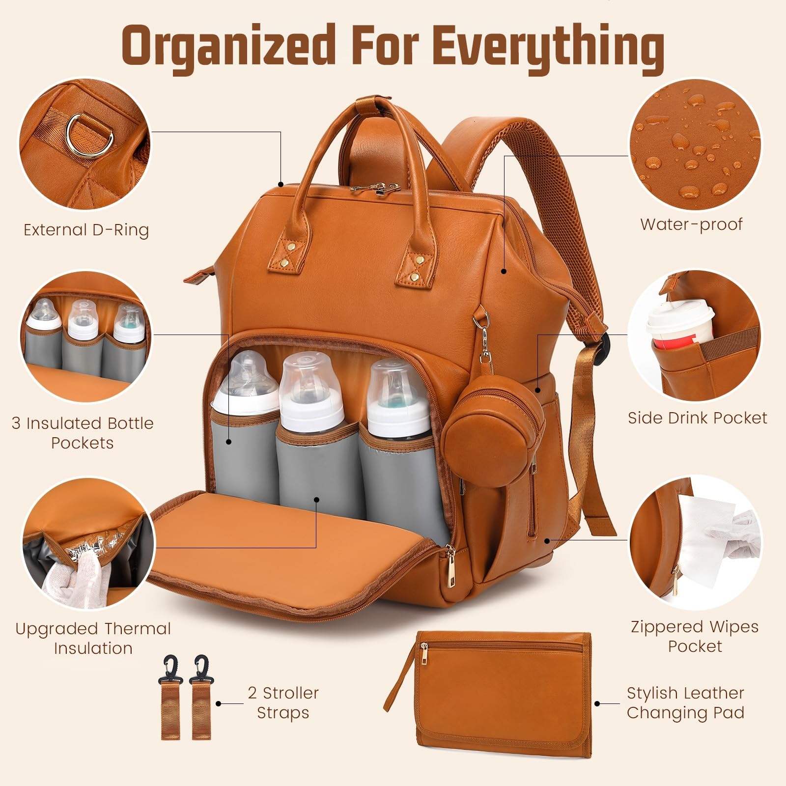 ROSEGIN stroller straps for hands-free outings with the diaper bag.