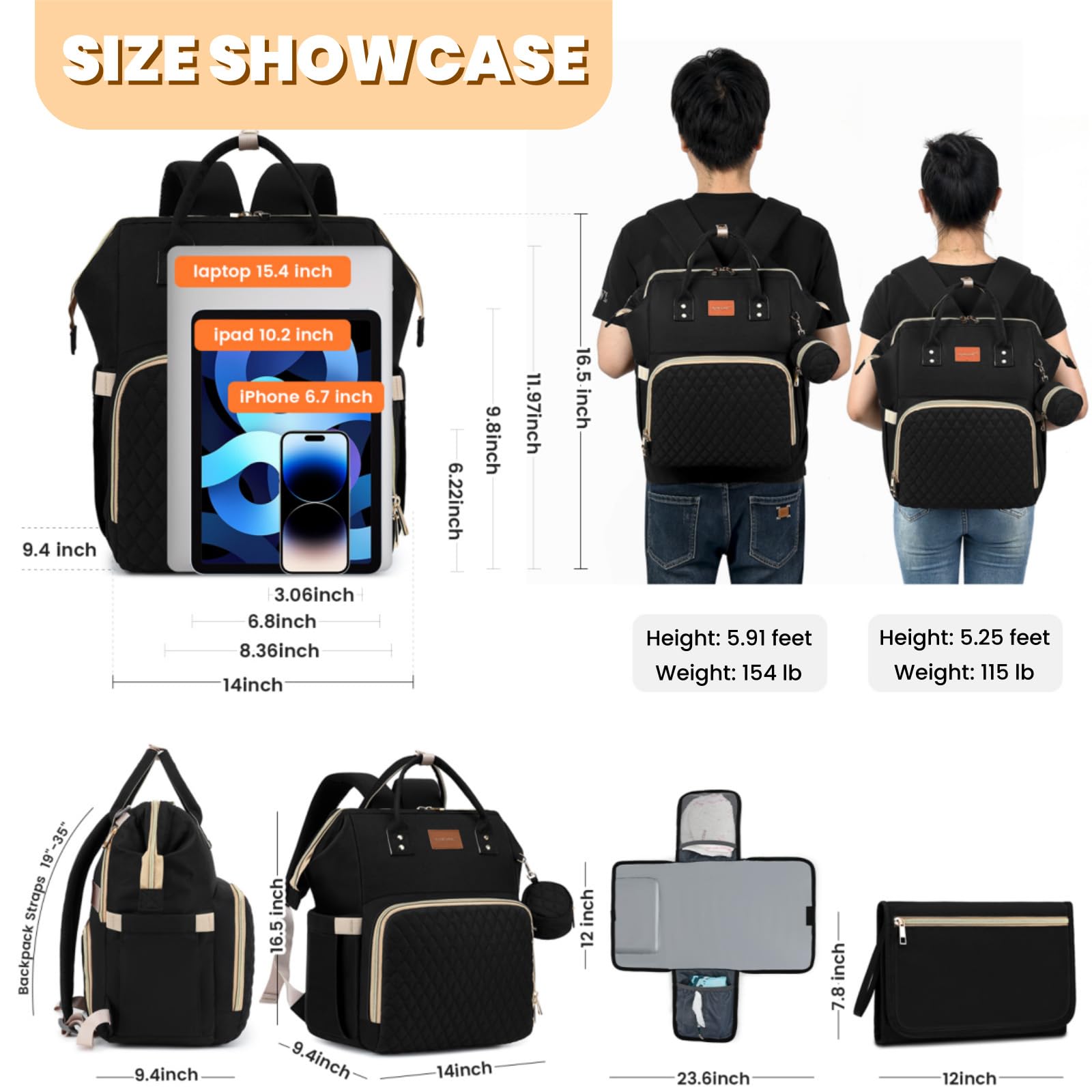 ROSEGIN diaper bag stroller straps free your hands during outings