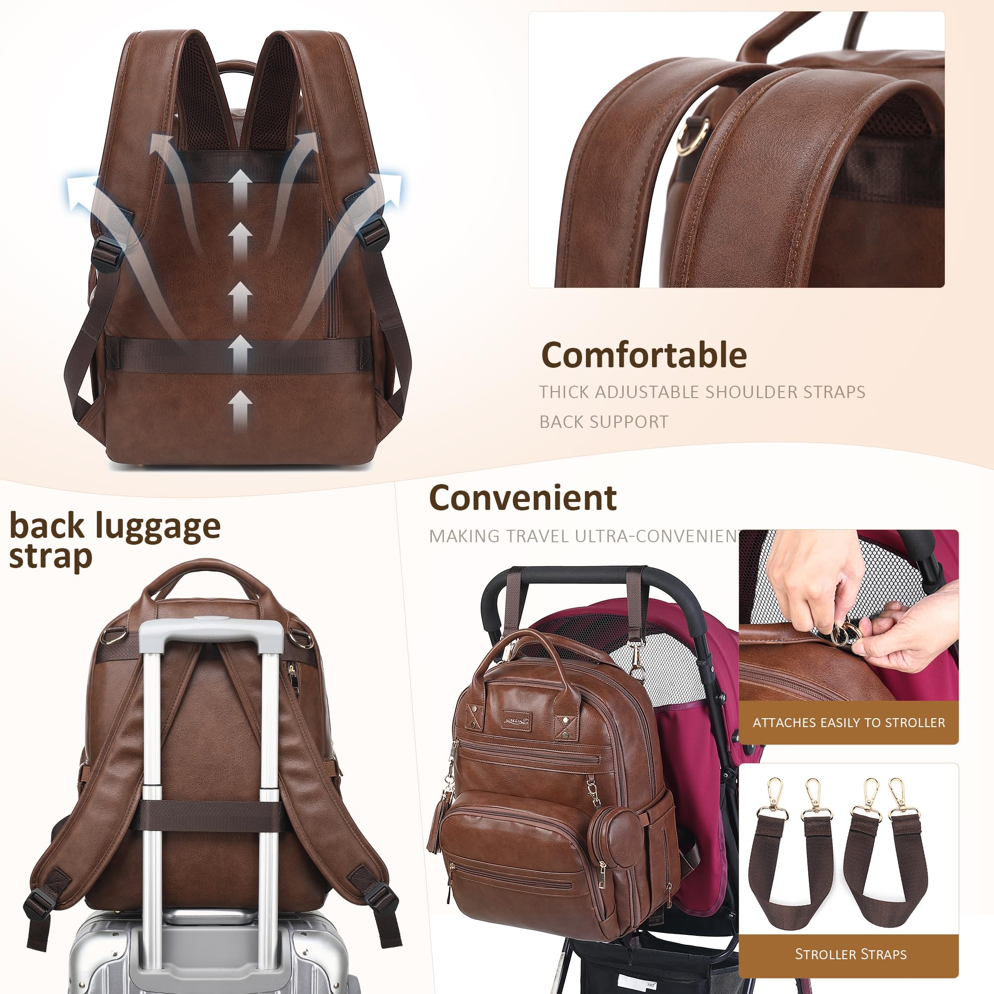 ROSEGIN diaper bag insulated bottle pockets maintain temperature for bottles