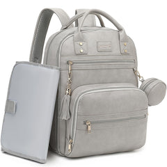 ROSEGIN Premium vegan leather diaper bag backpack with waterproof changing pad for on-the-go changes
