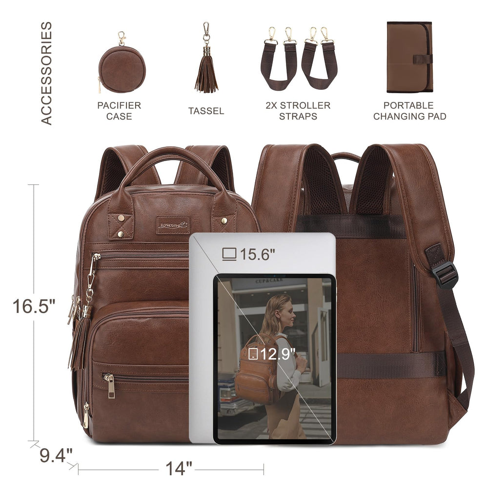 ROSEGIN diaper bag waterproof exterior protects belongings in rain