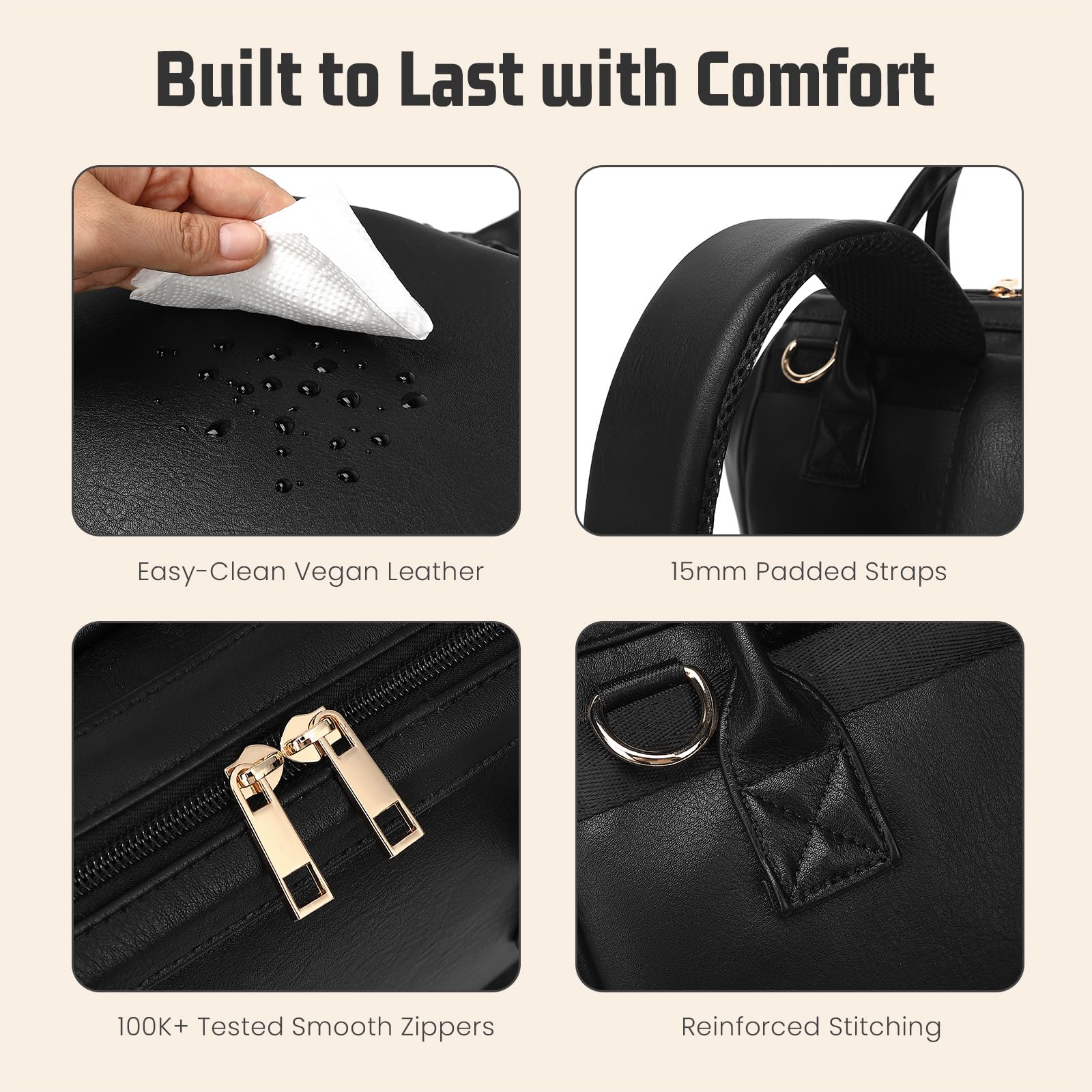 ROSEGIN ergonomic design and breathable straps keep carrying comfortable all day.