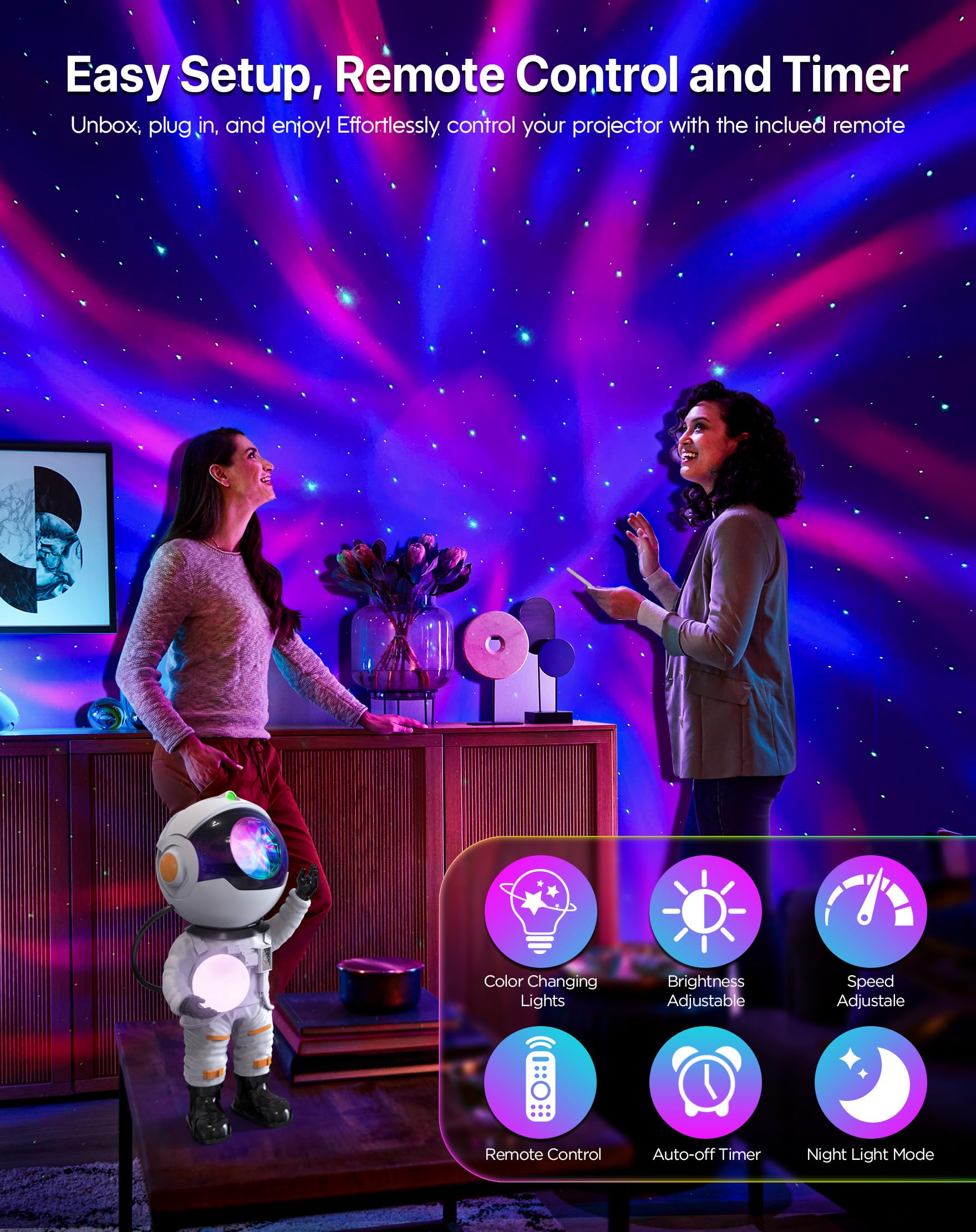 Rossetta galaxy projector moon light adds dimmable glow
