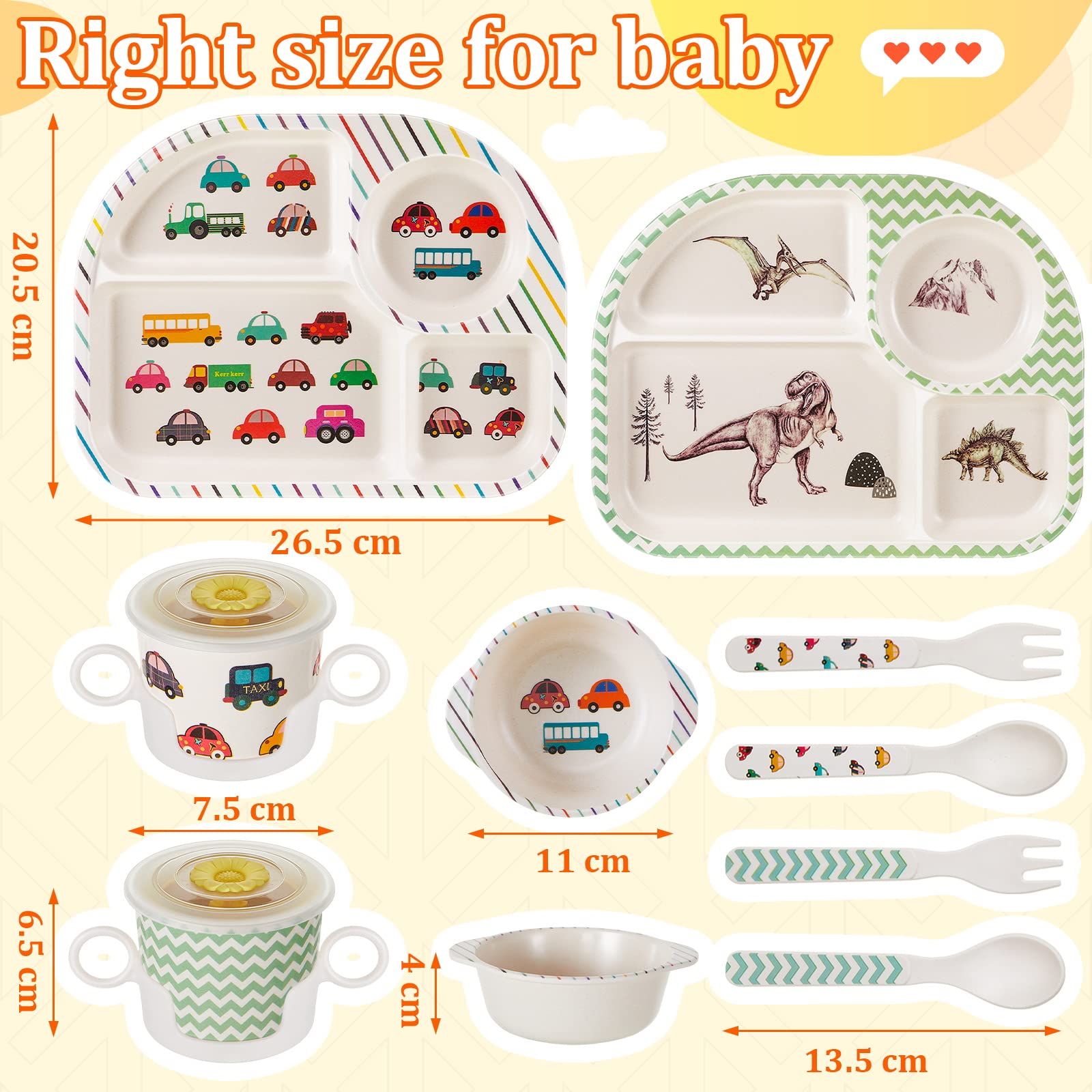 Roshtia bamboo kids dinnerware dinosaur bowl ideal for portions