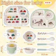 Roshtia bamboo kids dinnerware dinosaur bowl ideal for portions