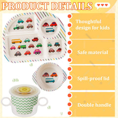 Roshtia bamboo kids dinnerware dinosaur cup with lid keeps drinks spill-free